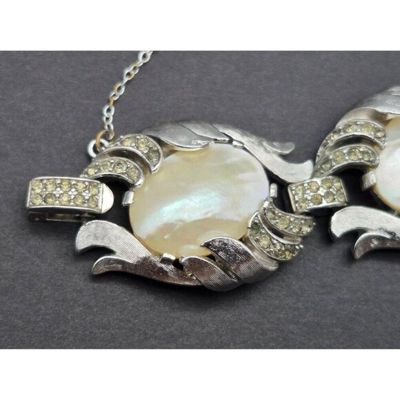Rare 50's Crown Trifari Fantasia Series Bracelet MOP Silver Tone Alfred Philippe - Picture 7 of 12